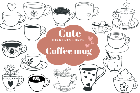 Cute Coffee Mug: A Cozy Dingbats Font for Warm Designs