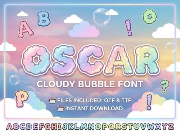 Oscar: The Whimsical Cloudy Bubble Font for Dreamy Designs